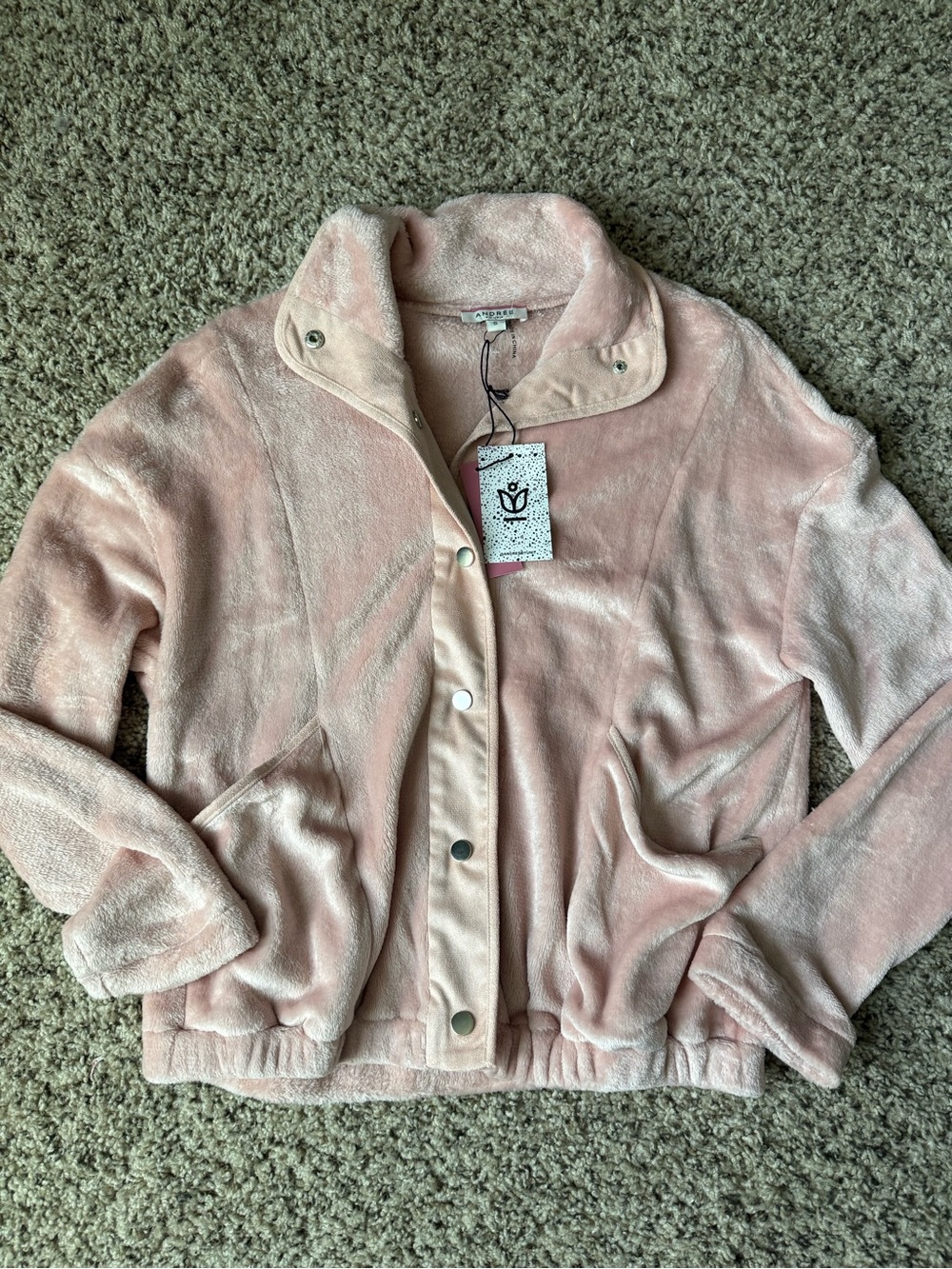 Soft Plush Pink Women's Jacket - Cozy snap-Front